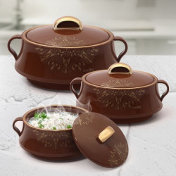 cello Midas Pack of 3 Thermoware Casserole Set(500 ml, 1000 ml, 1500 ml)