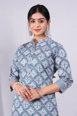ZEWAR by Modi's Women Block Print Straight Kurta(Multicolor)