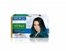 Streax Ultralights Hair Colour Highlight Kit |Blue Hair Colour, Gem Collection - Blue Sapphire - Pack of 2 I Enriched with Walnut & Argan Oil I Hair Colour for Women | Rich, vibrant, Easy to use, DIY Application