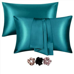 Pillow Cover RYLAN Satin Silk Pillow Cover for Hair and Skin 2 Piece with 3 Piece |Silk Pillow Covers with Envelope Closure end Design|Silk Pillow Cases 600 TC (Dark Green)