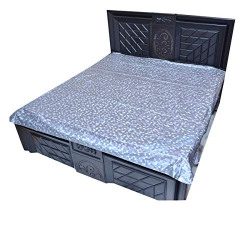 CASA-NEST Waterproof Plastic Sheet Double Bed Standard Mattress Protector (6.5x6ft, Colour and Design May Vary, Blue)