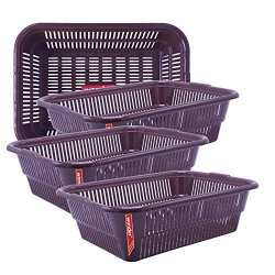 Wonder Homeware Prime Natasha 1013 Multipurpose Basket, Set of 4 Pcs 4 Ltr, Brown Red Green Grey Color (Brown 2)