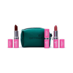 Biotique Natural Makeup Lipstick Gift Kit Pack Of 3: Nude Edition with Attractive Lipstick Case | Nude Lipsticks for All Occasions- Day & Night | Free Lipstick Case or Coin Purse | Premium Gift Set | Makeup Kit