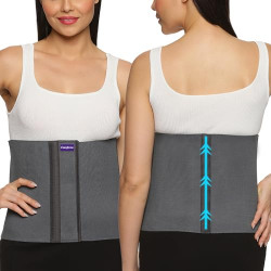 Careforce Abdominal Belt After Delivery for Tummy Reduction Belly Support Belt For Women & Men Abdominal Binder Belt For Back Pain Relief Women & Men - Ideal For Slimming Waist Grey 8 Inch -M