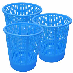 WONDER Simply Home Jali 222 Open Plastic Dustbin for Home/Office/Organization etc. Set of 3 Pcs, 7 LTR Dustbin, Color (Blue)