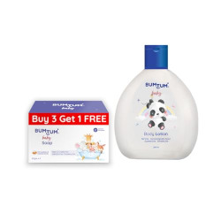Bumtum Paraben Free Baby Soap (4N x 50 Gram) & Baby Baby Body Lotion (200 ML) Combo