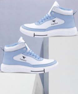 Englewood Men's casual boots High Tops For Men(White, Blue)