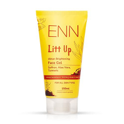 ENN Litt Up Ubtan Brightening Face Gel for Glowing Skin, Daily Face Moisturization for All Skin Type with Turmeric, Aloe Vera & Saffron for Skin Brightening, 60gm
