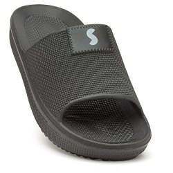 POOL Slides| Fashionable| Breathable | Stylish | Lightweight | Anti-Skid | Durable | Cushioned | Comfortable | Technical Utility |Premium Slides for Women Indoor and Outdoor use | BLACK | 7UK