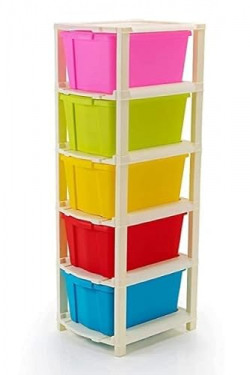 TEX-RO Chest of Drawers : Versatile Drawer Storage Organizer & Organisers Storage Box for Ideal for Neat and Tidy Storage Solutions plastic drawers storage (Multicolor, 5XL)