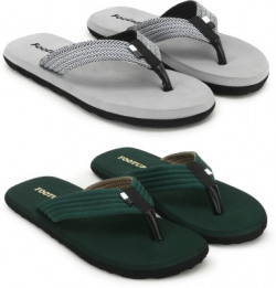 Footup Men Men's Comfortable Stylish & Trending Latest Fabrication Slippers (Pack of 2) Flip Flops(Multicolor 8)