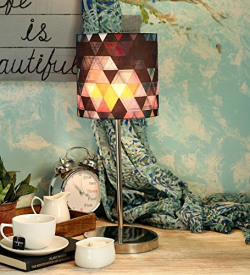 Green Girgit Metal Chrome Finish Lamp with Multicolor Hocus Pocus Lamp Shade| Reading Lamp | Home Decor Items | Bedside Table Lamp | Room Decor | Metal Lamp | Living Room Decor