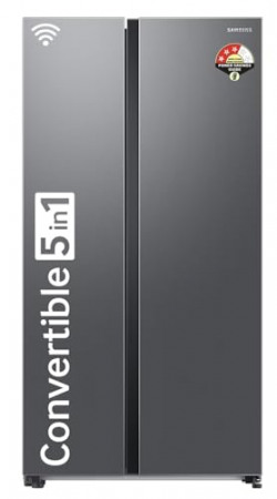 Samsung 653 L, 3 Star, Frost Free Convertible 5-in-1 Digital Inverter, Side By Side WiFi Embedded Refrigerator (RS76CG8003S9HL, Silver, Refined Inox, 2023 Model)