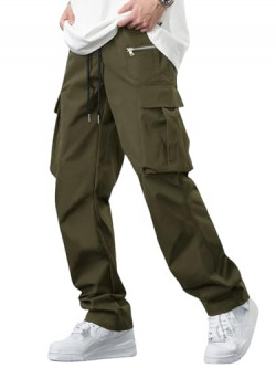 Lymio Men Cargo || Men Cargo Pants || Men Cargo Pants Cotton || Cargos for Men (Cargo-05-08) (L, Olive Green)