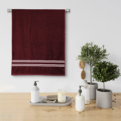 URBAN MAGIC 380GSM Soft Fabric Maroon Cotton Poly Blend Bath Towel - (68 x 137 cms) - Pack of 1
