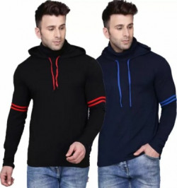 IESHNE LIFESTYLE Solid Men Hooded Neck Multicolor T-Shirt