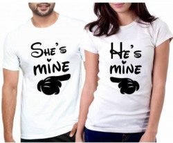 Devilson Printed Couple Round Neck White T-Shirt