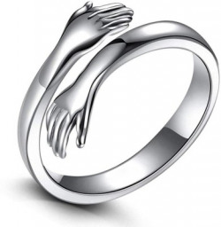 SEEMA ENTERPRISES Silver Love Forever Valentine's Day Adjustable Hand Hug Me Thumb Finger Ring Metal Silver Plated Ring