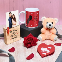 Indigifts Mug, Greeting Card, Photoframe, Soft Toy Gift Set