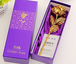Collectible India Artificial Rose Flower with Box- Valentine Gift for Wife Girlfriend Boyfriend Husband Love Couple Decorative | 24k Gold Plated Artificial Rose Flower with Box - Valentine Day Gift
