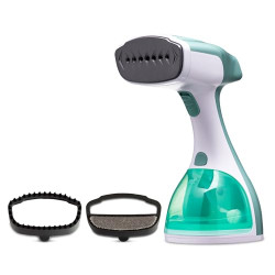 AGARO Signify Handheld Garment Steamer, Horizontal & Vertical Use, Fast Heat, Ceramic Steam Nozzle, 1500 Watts, 260 Ml Water Tank, Detachable Fabric Brush, Lint Brush, Green