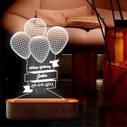 ZOCI VOCI Acrylic Top, Wood Anniversary Gift Personalized 3D Illusion Heart Lamp | Engraved Night Lamps For Special Occasions Unique Gift For Wife & Husband (Balloon Lamp), Green