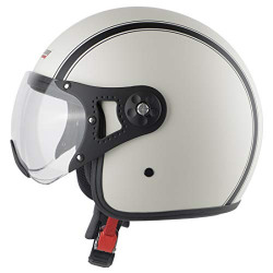Steelbird SB-40 Dot Stripe Open Face Helmet, DOT Certified Helmet (Large 600 MM, Matt Off White with Clear Visor)