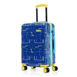 Nasher Miles Denver Hard-Sided Polycarbonate Printed Cabin Luggage Navy Blue 20 inch |55cm Trolley Bag