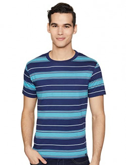 Amazon Brand - House & Shields Men's Regular T-Shirt (H&S-SS22-TSH-10_Blue Depths,H STRP 2XL)