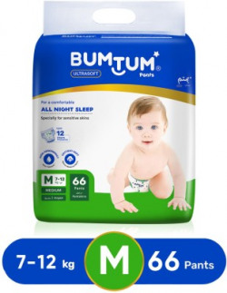 BUMTUM Baby Diaper Pants with Leakage Protection -7 to 12 Kg - M(66 Pieces)