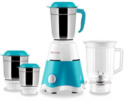 Longway Super Dlx 750 Watt Juicer Mixer Grinder with 4 Jars for Grinding, Mixing, Juicing with Powerful Motor | 1 Year Warranty | (White & Blue, 4 Jars)