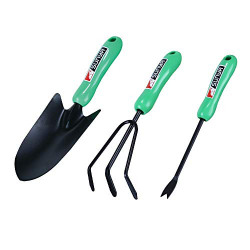 Kraft Seeds Sunya Tool Combo Pack of 3 Gardening Green Plastic Handle Weeder, Big Trowel and Cultivator Heavy Garden Cultivating Tools for Garden Lovers