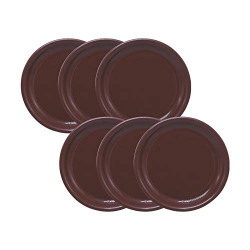 WONDER Homeware Microwave Safe Unbreakable Plates Set, 6 Pcs Half Plate, Black Color (Brown)