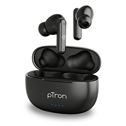 pTron Newly Launched Bassbuds Zen in-Ear Wireless TWS Earbuds with Quad ENC Mic TruTalk, 50Hrs Playtime, Bluetooth Headphone 5.3 with Mic, Deep Bass, Touch Control, Type-C Fast Charging & IPX4 (Black)