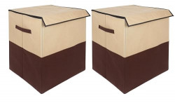 GLUN FOLDABLE LAUNDRY BAG CAPACITY OF 75 LTRs Non Woven Organizer Bag PACK OF 2 (Brown)