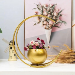 New Innovative Handicrafts Creative metal geometric home designer vase Iron Vase(9 inch, Gold)