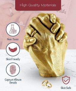 Mold Your Memories 3D Couple Hand Casting Kit for Couple, Anniversary Gift, Wedding Gift, Birthday Gift and Valentine Day. Molding and Casting Powder for 2 Adult Hand.