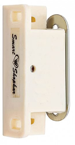 Smart Shophar Steel and Plastic Quick Door Catcher 2.25 Inches Silver White Cream, Pack of 1 / Heavy Duty Magnet Door Holder/Strong Magnetic Door Mounted Stopper Wardrobe Bottom Edges