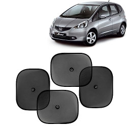 KINGSWAY Car Window Curtain Sticky Sun Shades Compatible with Honda Jazz, (Year 2009-2014), Universal Fit Sunshades for Side Window, Rear Window, Black Color, 4 Pieces