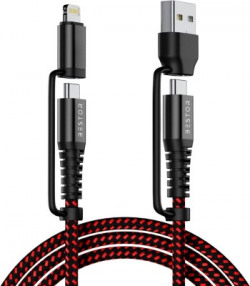 Bestor USB Type C Cable 1.2 m 4-in-1 Type-C & Lightning Cable with 65W Fast Charging, 480Mbps Data Sync(Compatible with SMART PHONE, IOS, ANDROID, Red&Black, One Cable)