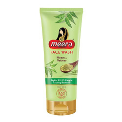 Meera Neem & Vetiver Face Wash, Fights 99.9% Pimple Causing Bacteria, Dry to Normal Skin (100g)