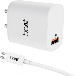 boAt 18 W Quick Charge 3 A Mobile Charger with Detachable Cable(White, Cable Included)