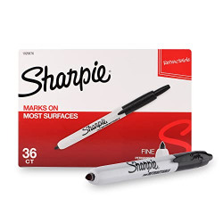 SHARPIE Black Fine Tip Retractable Permanent Marker for Precise Writing |Suitable for Multipurpose Usage| Smudge Free | Office Stationery Items | Pack of 36