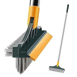 CUISINART Bathroom Cleaning Brush with Wiper 3 in 1 Tiles Cleaning Brush Floor Scrub Bathroom Brush with Long Handle 120 Rotate Floor Cleaning Brush Kitchen (Wiper 3 in 1)