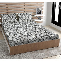 URBAN MAGIC 100% Microfiber Printed Black Double Bedsheet with 2 Pillow Covers, Size - 215 x 210 cm, Pack of 1