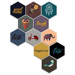 RAG28 Motivational Wooden Wall Decor (SPW3, Multicolour, Large) - Set of 11