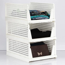 Primelife 3 Layer Adjustable Storage Drawer, Plastic Clothes Drawer Organizer Wardrobe Storage Box Shelf Basket, Foldable Sliding Drawer for Cabinet, Laundry, Bedroom Closet, Office (Sliding Drawer)