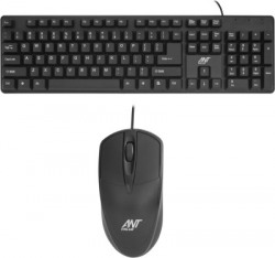Ant Value FKBRI02 / Spill-Resistant, Silent Keys, 1200 DPI Mouse &KeyboardCombo Wired USB Desktop Keyboard(Black)