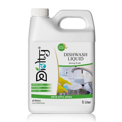 Diolty Dishwash Liquid Gel 5 Liter with Lime And Basil Fragrance, Dishwasher Liquid Leaves No Residue, Dishwashing Liquid 5 L (Green Apple)