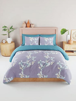 Bianca 192TC Bamboo Micro King Bedsheet with 2 Pillow Covers -3Pc Set (Tokyo-Bay) Floral-Purple